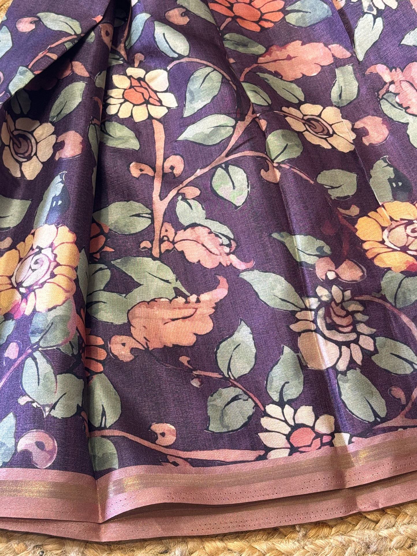 Chanderi Silk in Pen kalamkari Prints