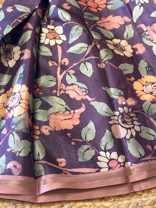 Chanderi Silk in Pen kalamkari Prints