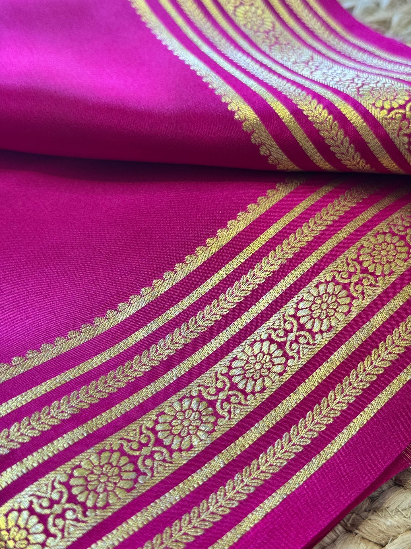 Prink Pure Crepe Mysore Silk Saree