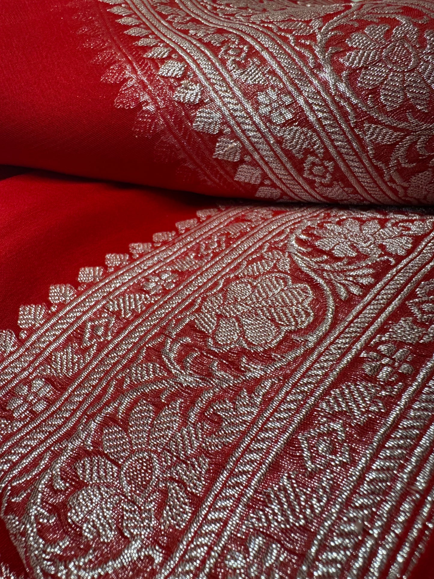 Purple Khadi Banaras Pure Chiffon Saree