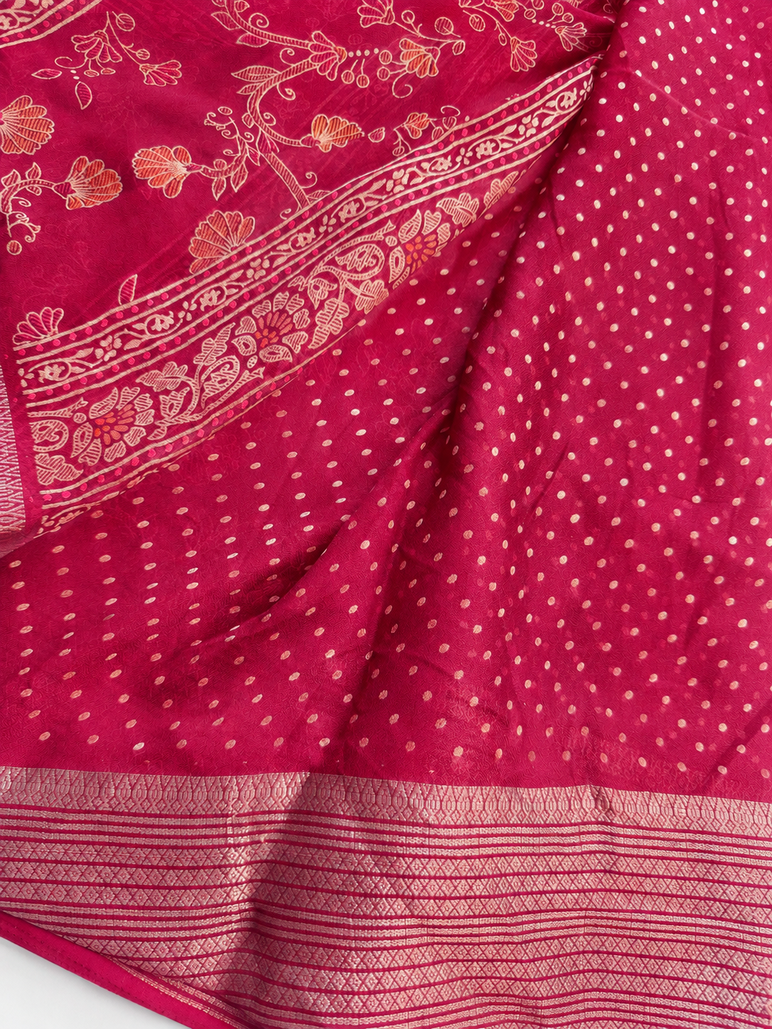 Pink Flower Chiffon Saree
