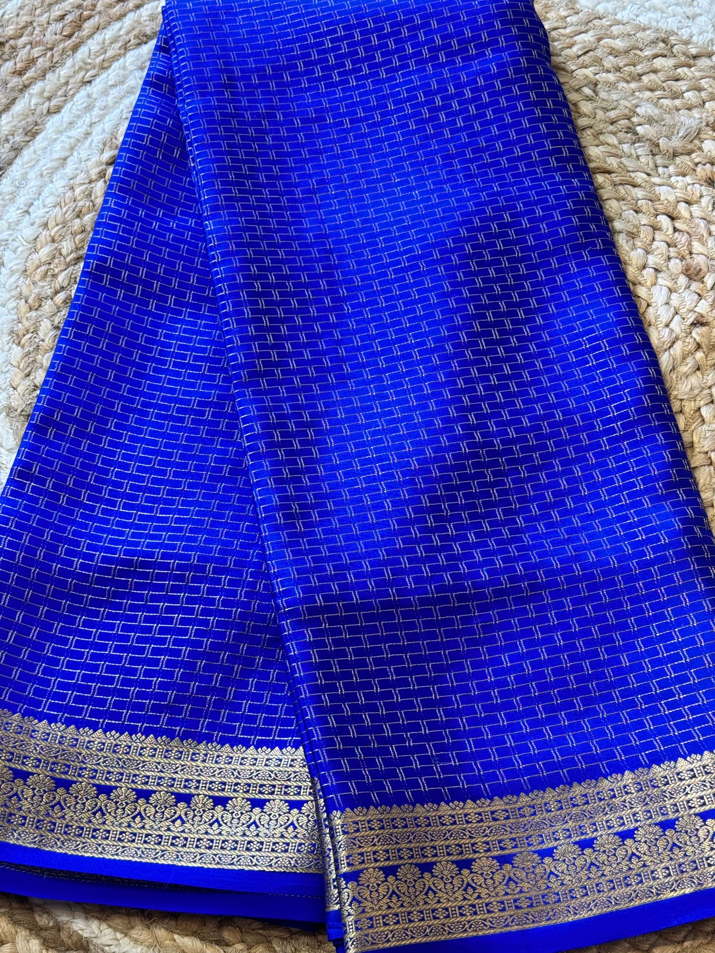 Rich Blue Pure Crepe Mysore Silk saree