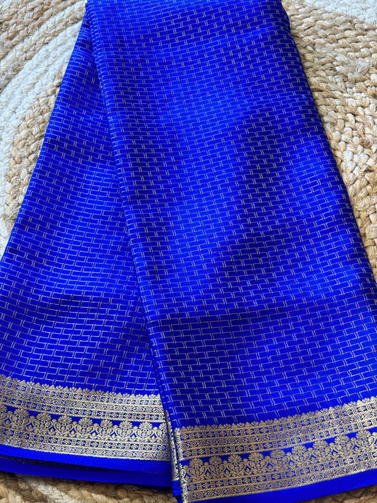 Rich Blue Pure Crepe Mysore Silk saree