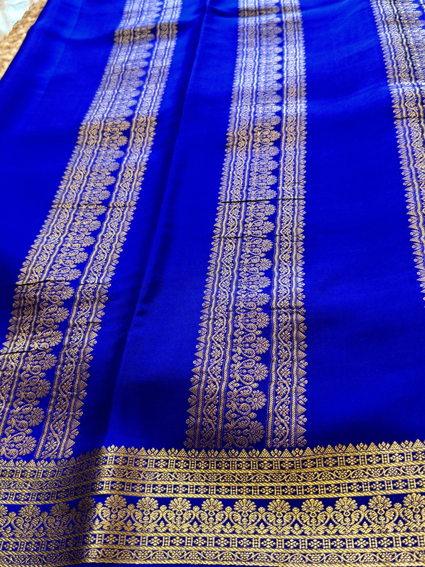Rich Blue Pure Crepe Mysore Silk saree