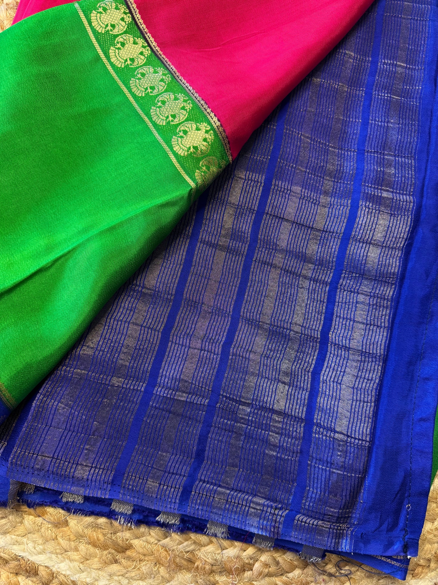 Rani Pink Pure Viscose Saree Gandaberunda Border