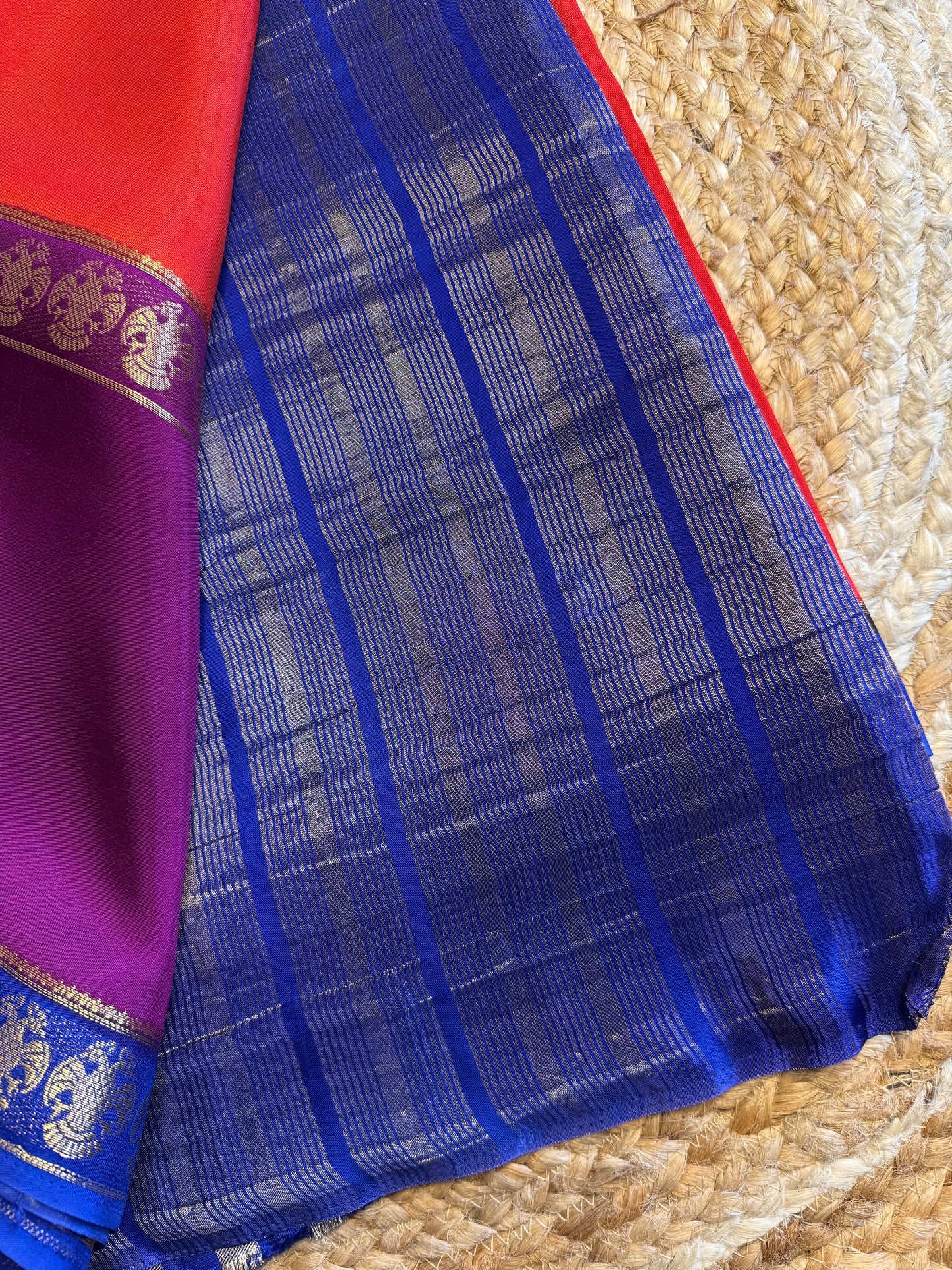 Rust Orange Pure Viscose Saree Gandaberunda Border