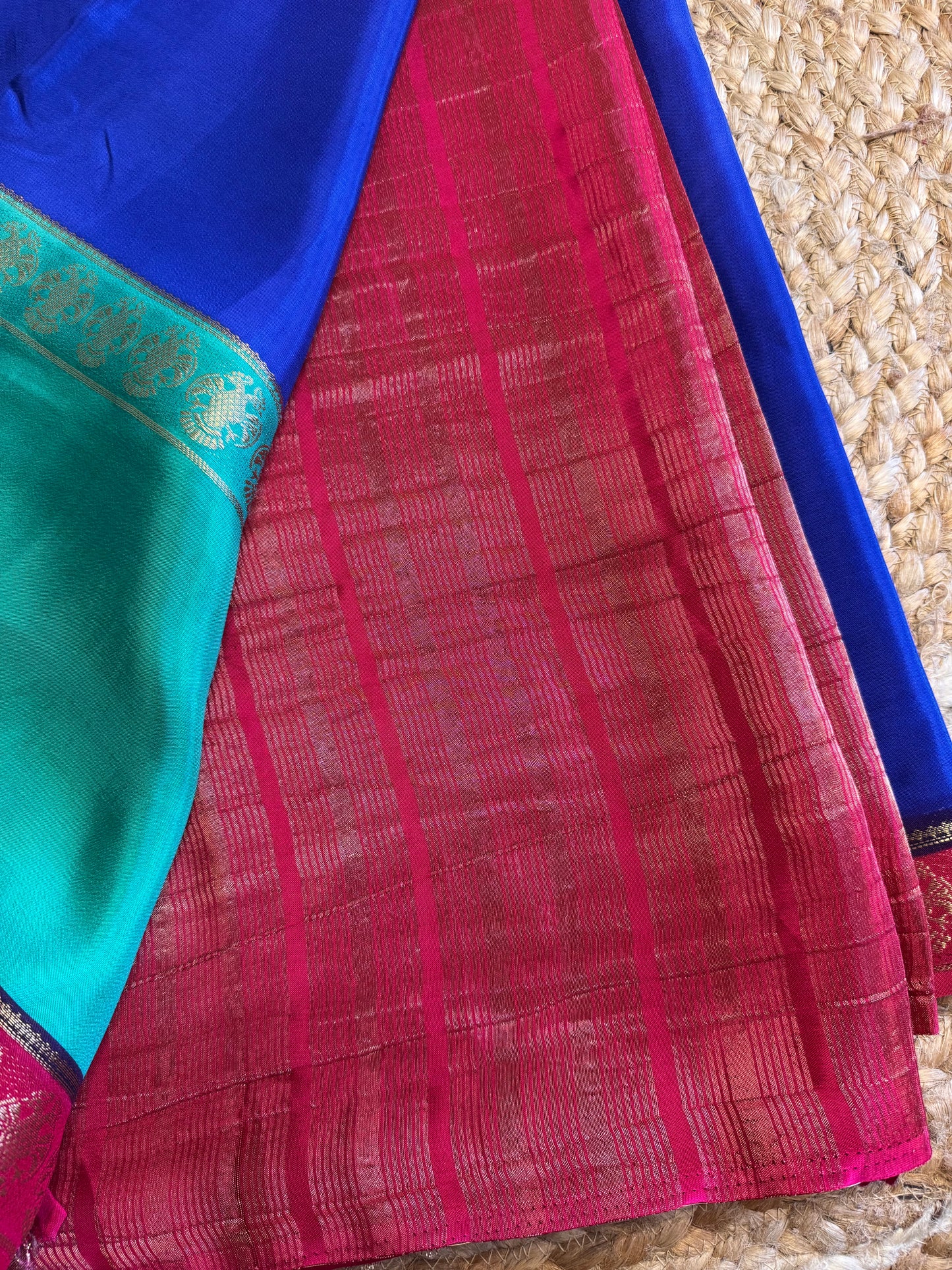 Blue Pure Viscose Saree Gandaberunda Border