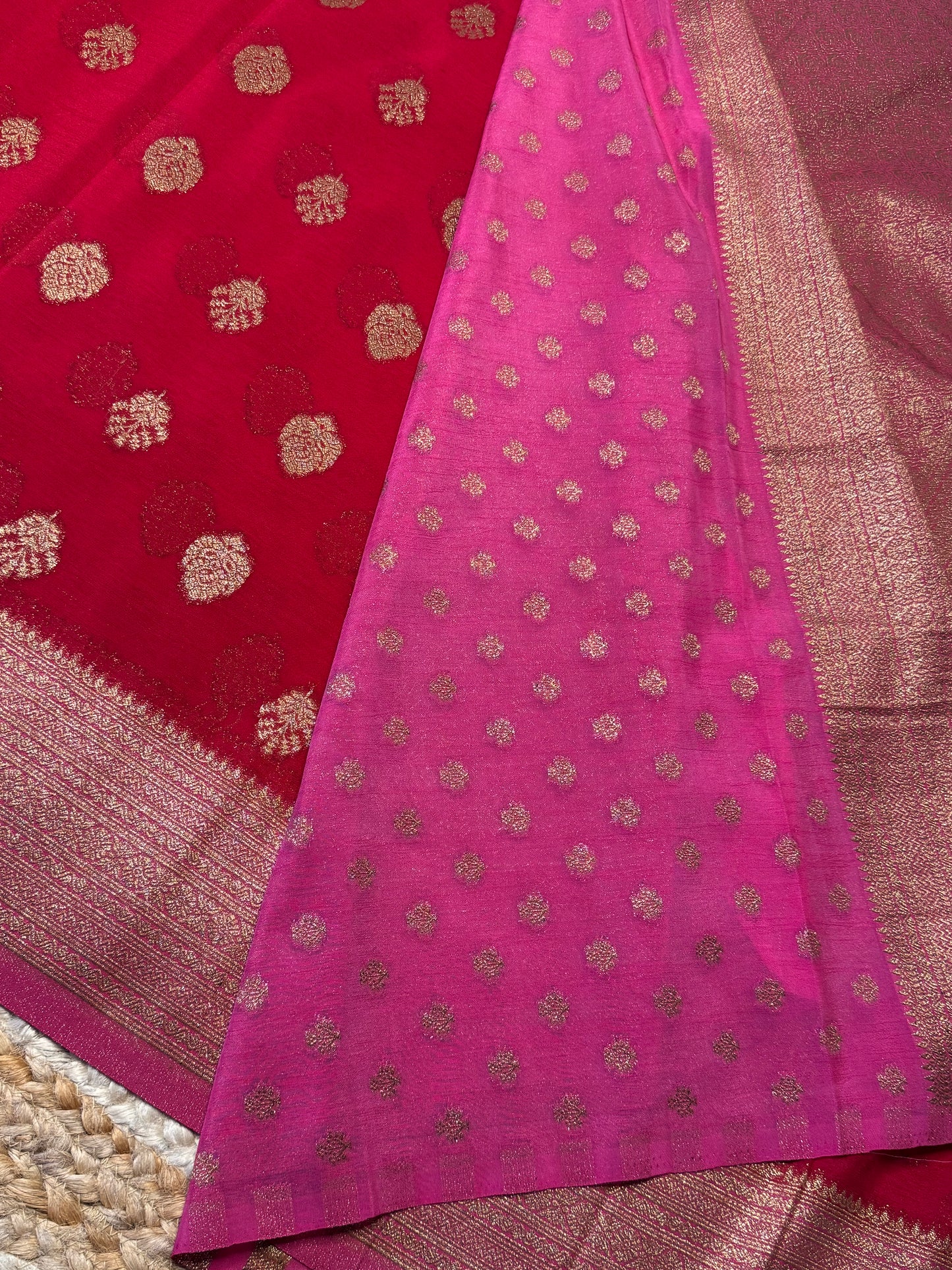 Red Khaddi Georgette Saree