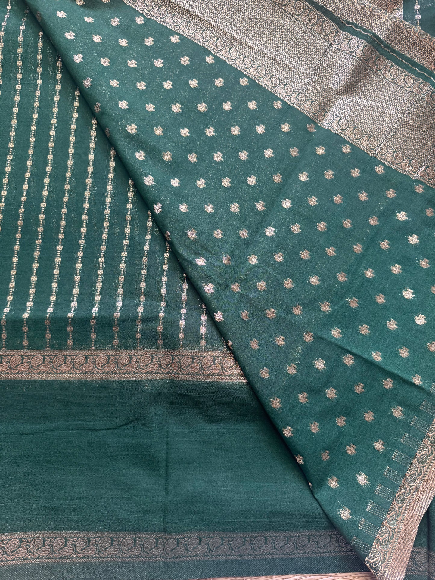 Dark Green Khaddi Georgette Saree