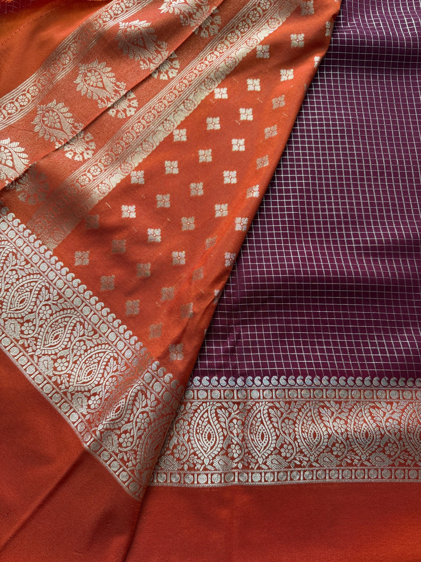 Maroon Rich Checks Bentex Soft Silk