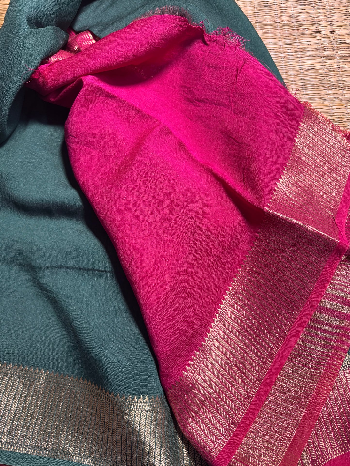 Green Soft Cotton with Zari Border
