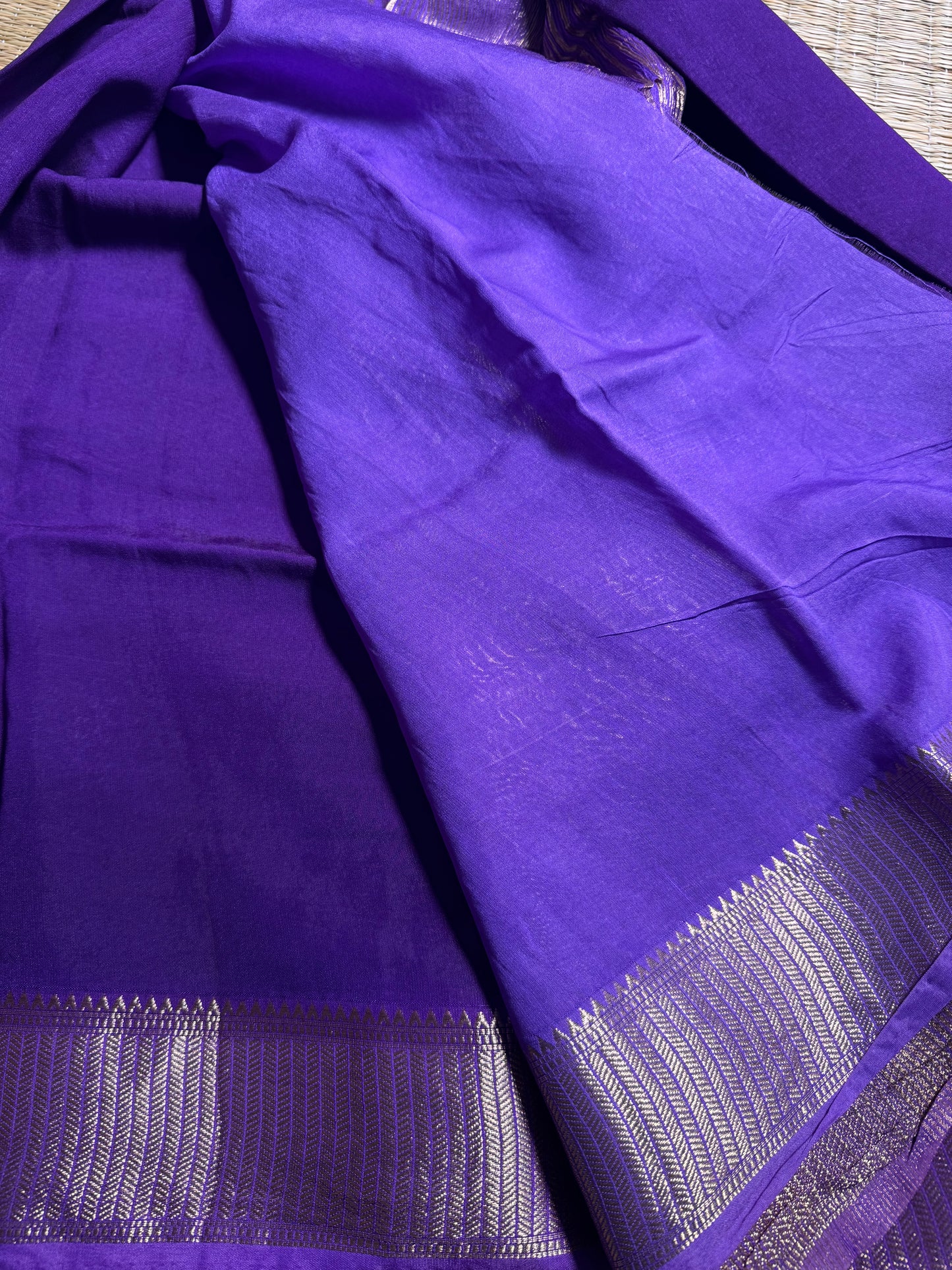 Purple Soft Cotton with Zari Border