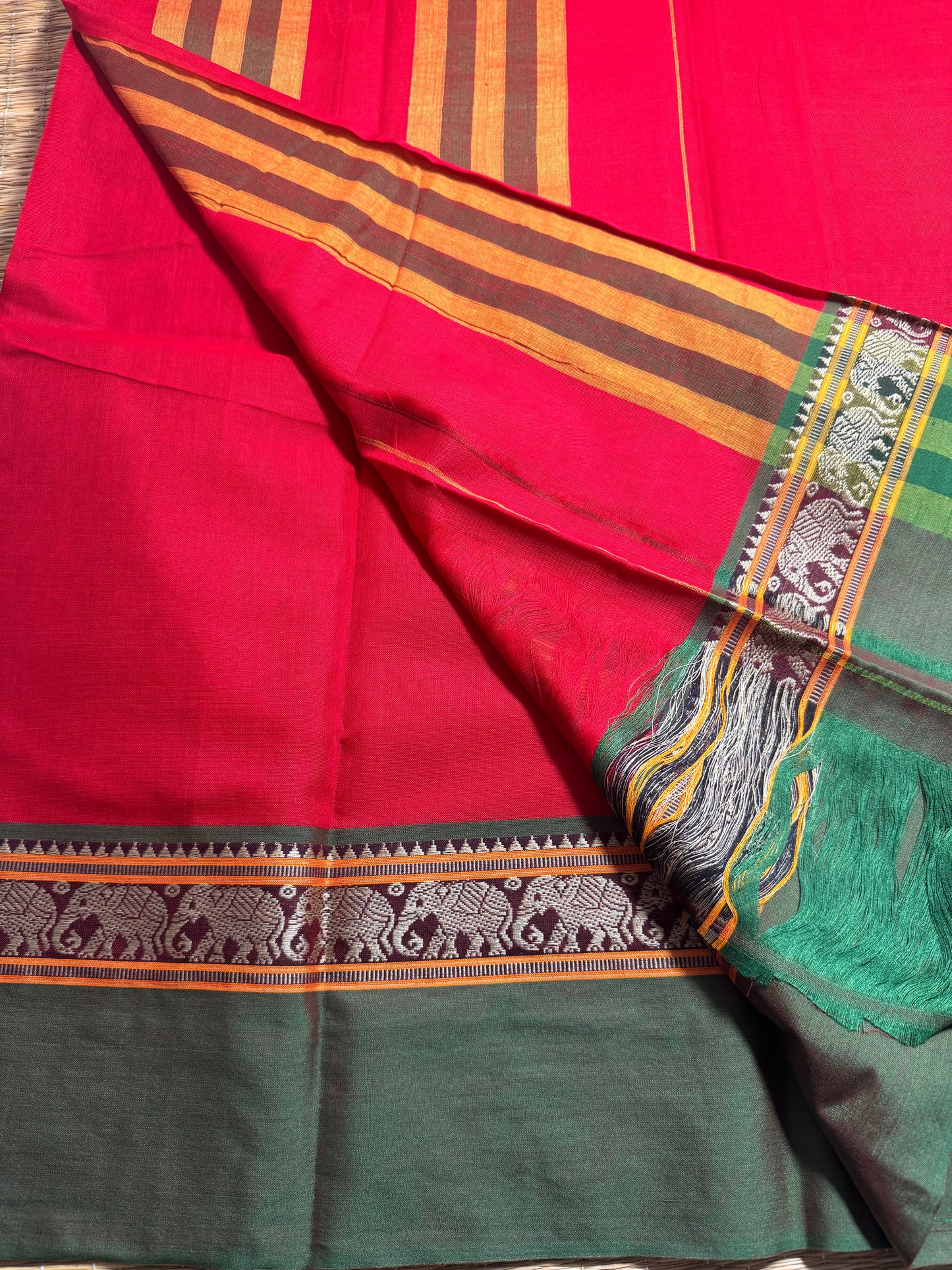 Red Narayanpet Pure Cotton Saree