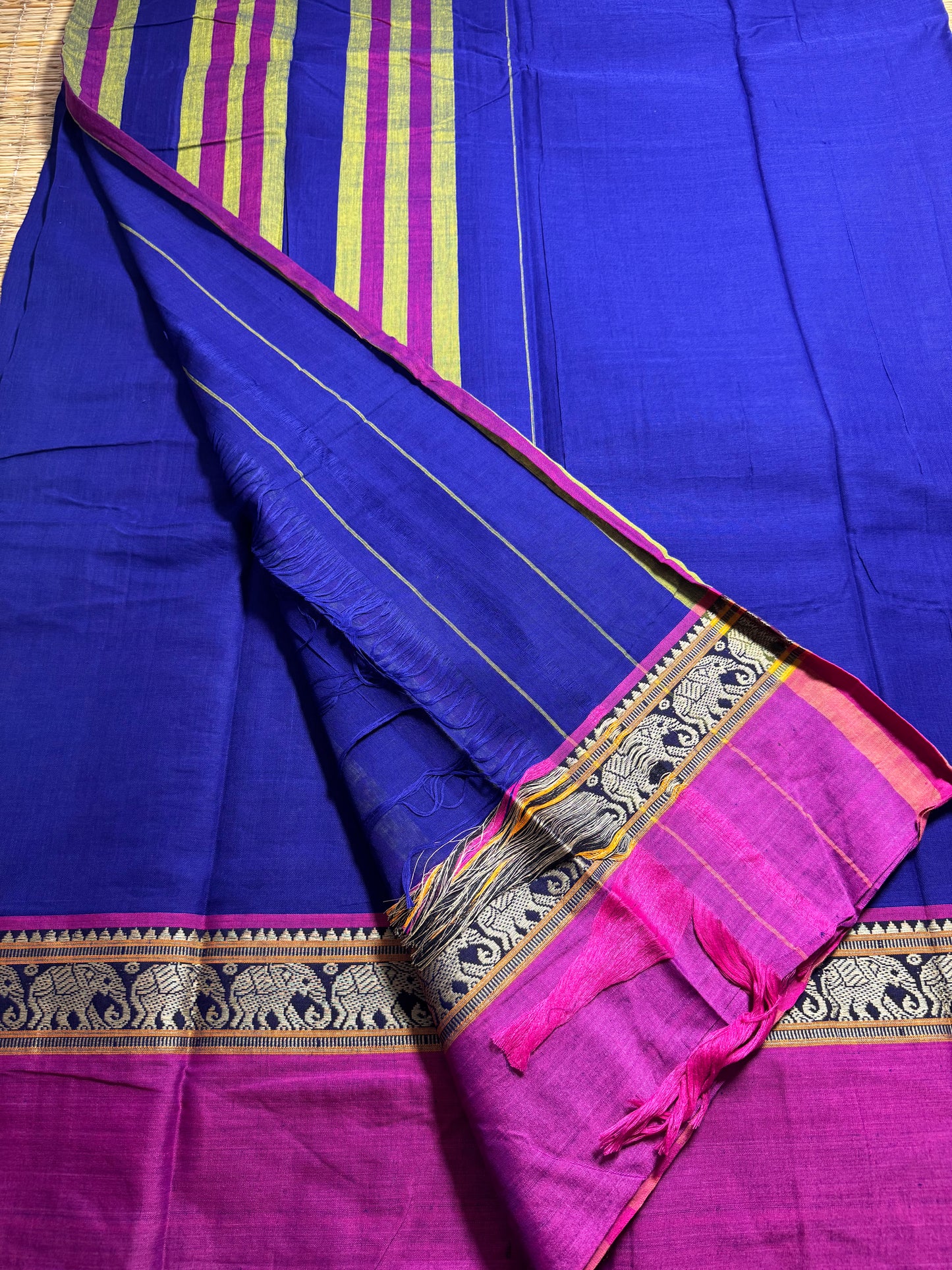 Blue Narayanpet Pure Cotton Saree
