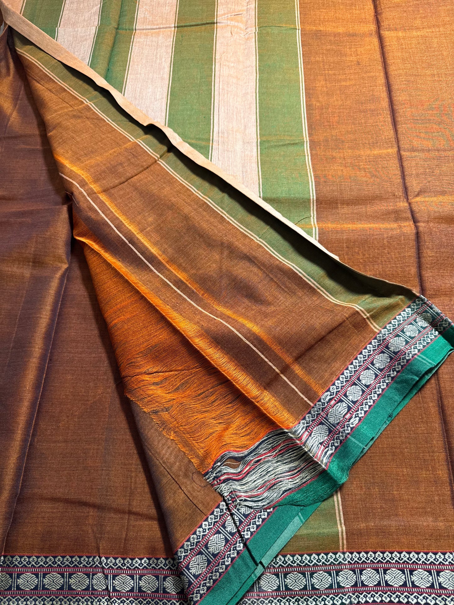 Brown Pure Cotton Saree (Small border)