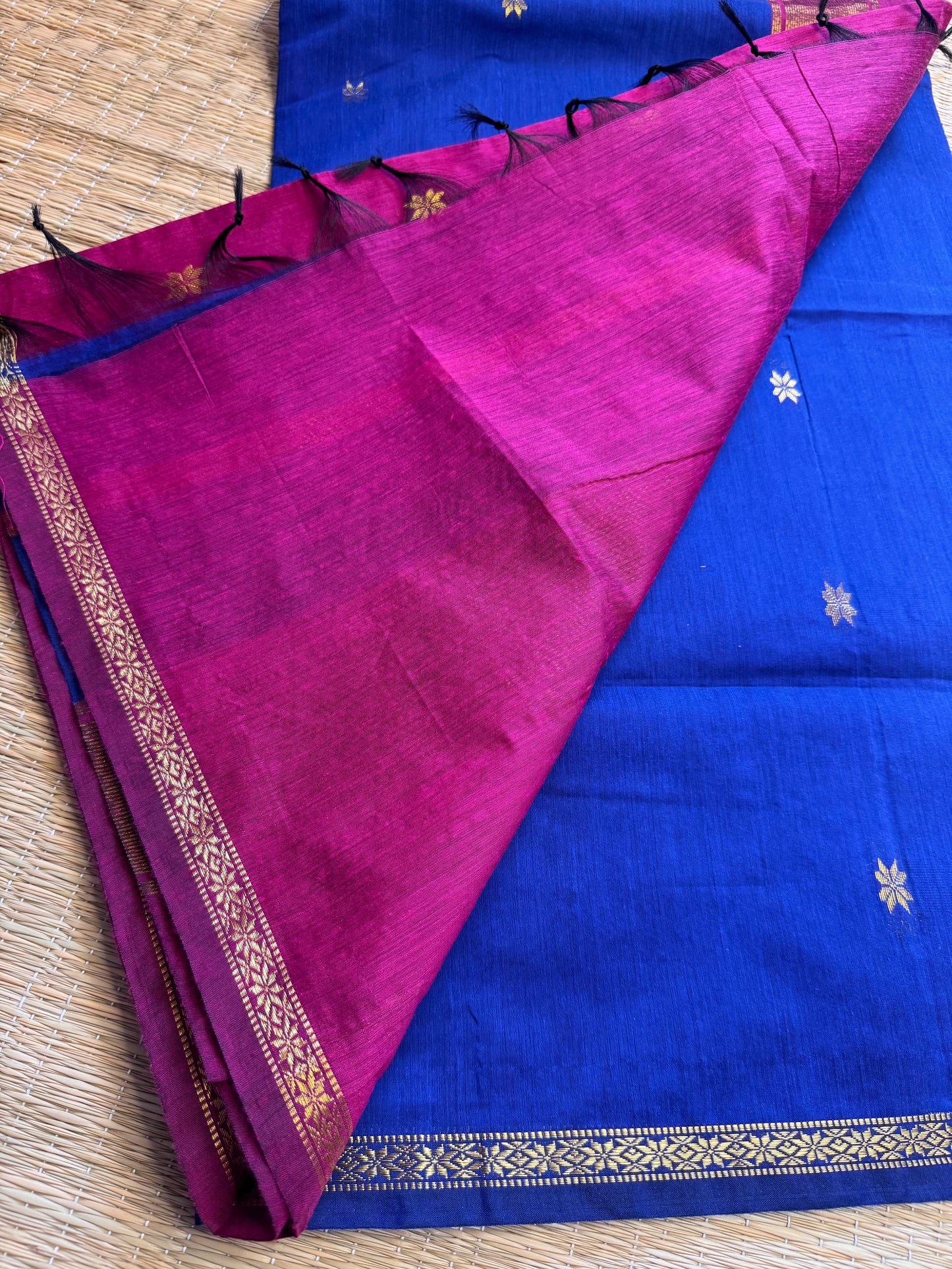 Blue-Pink Maheshwari Cotton Saree