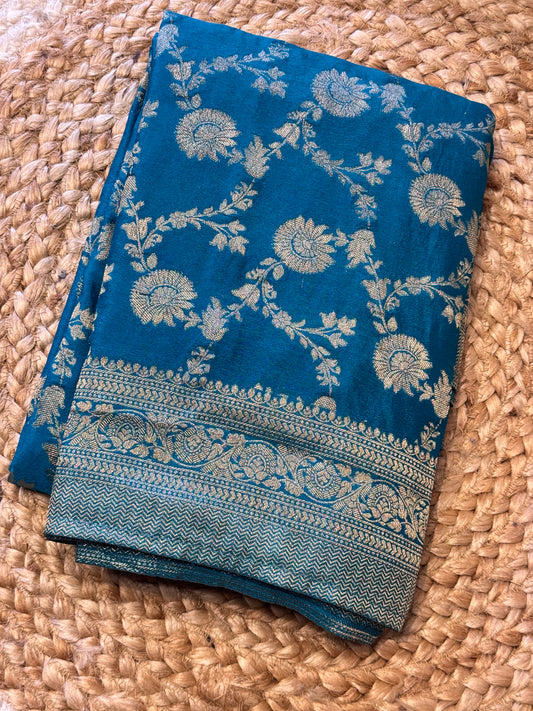 Sea Green Jaal Pattern Soft Georgette