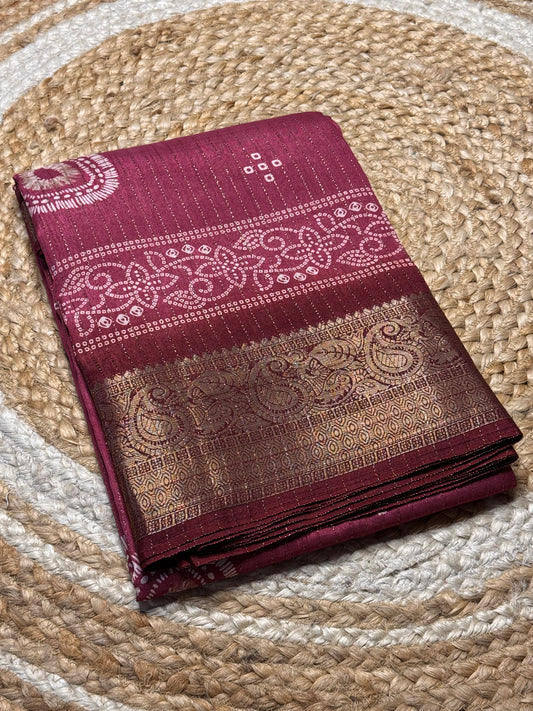 Crepe Silk Saree (Magenta)