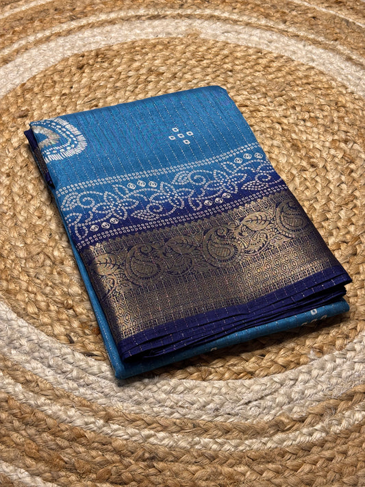 Crepe Silk Saree (Light Blue)