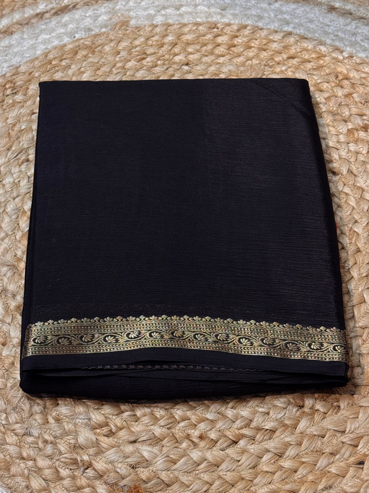 Crushed Chiffon (1-inch Floral Border) with Brocade Blouse