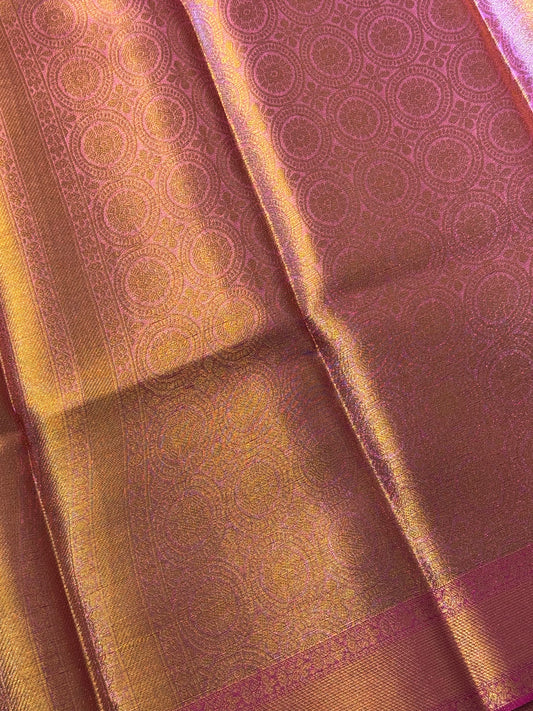 Golden Nita Ambani Semi Tissue Saree