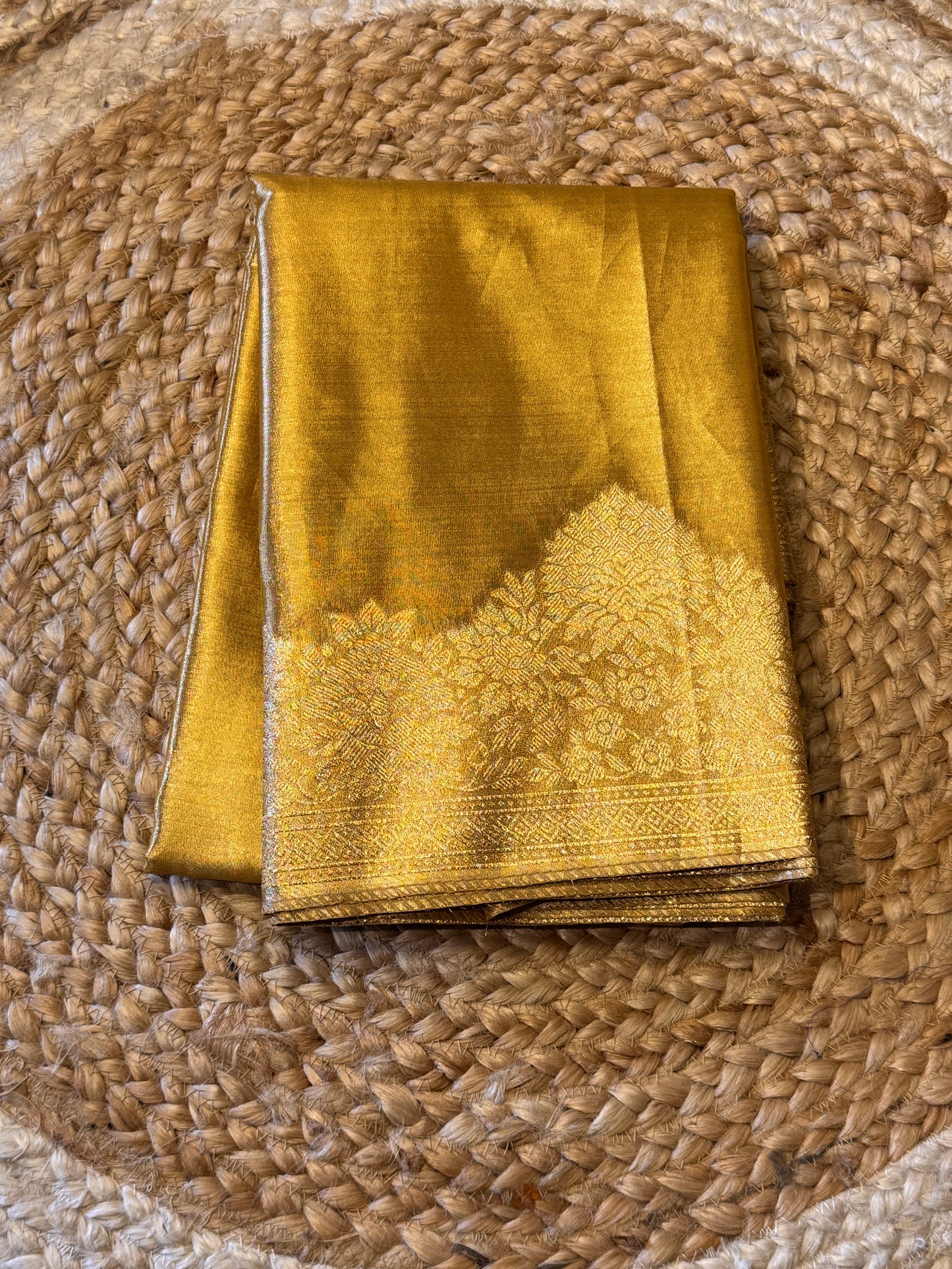 Golden Semi Tissue Saree