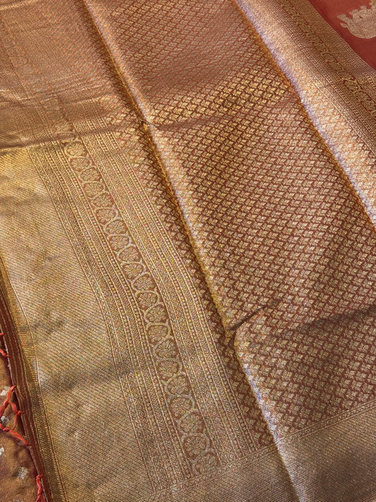 Gold Semi Tissue Saree (Elephant Buttas)