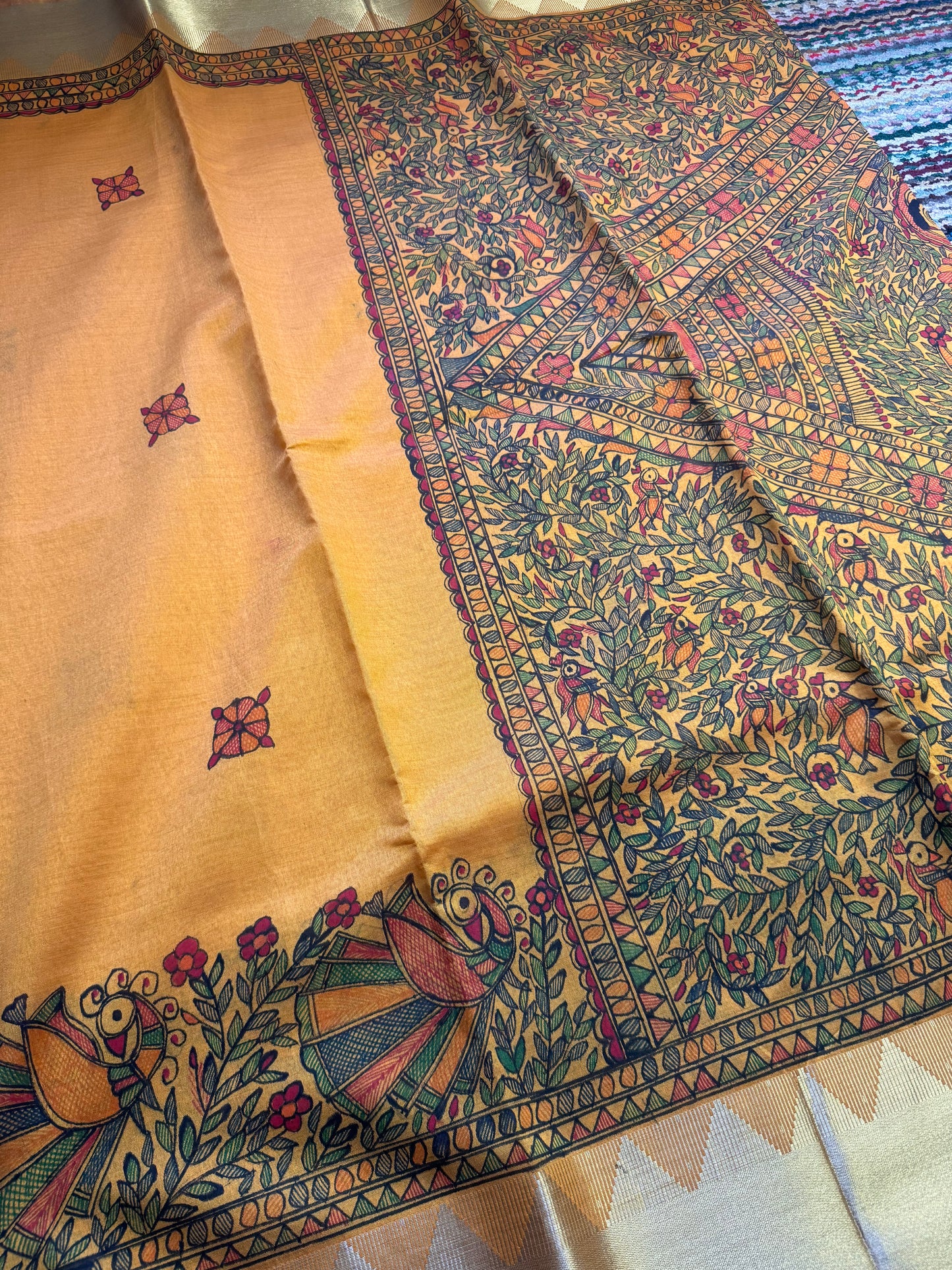 Madhubani Heritage Saree – (Sandal Yellow)
