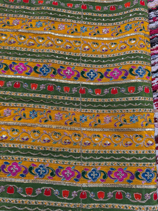 Yellow Green kalamkari Crepe Blouse Piece/Material