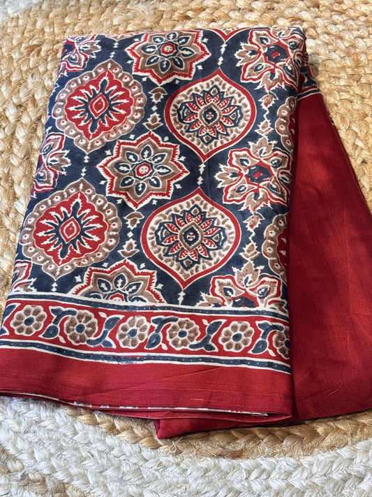 Red Satin Modal Silk in Half and half