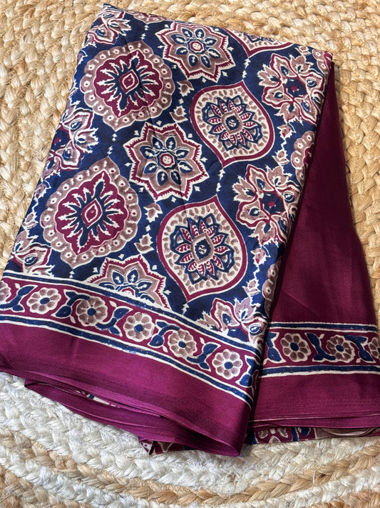 Purple Satin Modal Silk in Half and half