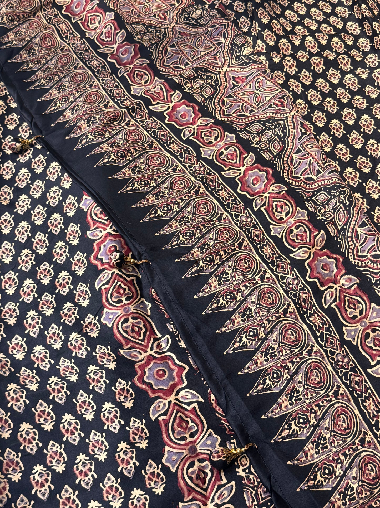 Black Satin Modal Noore Ajrak Silk