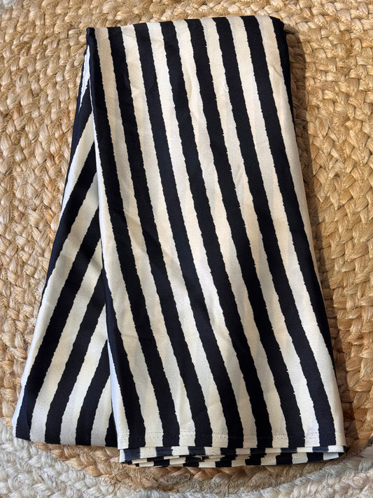 Black Satin Modal Silk in Stripes