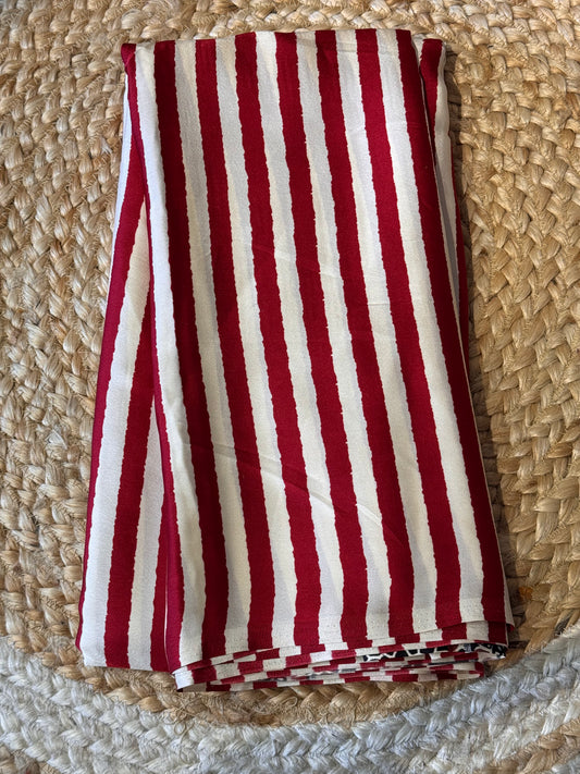 Red Satin Modal Silk in Stripes