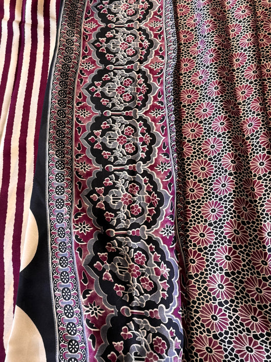 Wine Satin Modal Silk in Stripes
