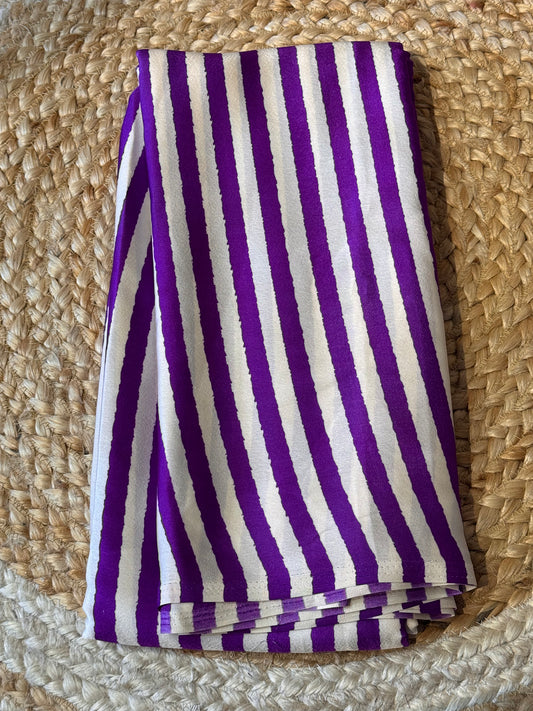 Purple Satin Modal Silk in Stripes