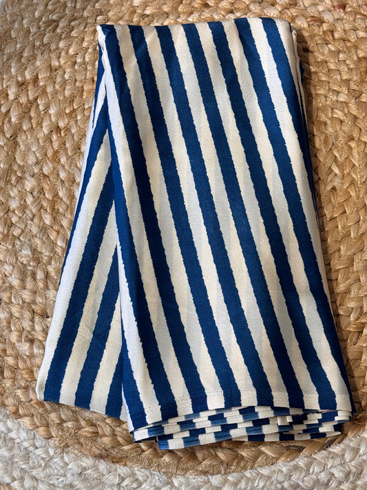 Blue Satin Modal Silk in Stripes