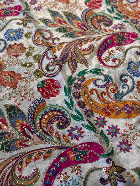 Creme kalamkari Crepe Blouse Piece/Material