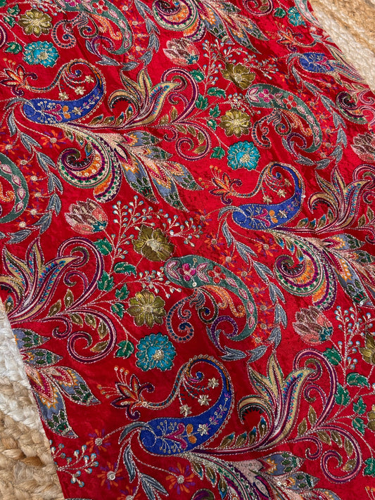 Red kalamkari Crepe Blouse Piece/Material