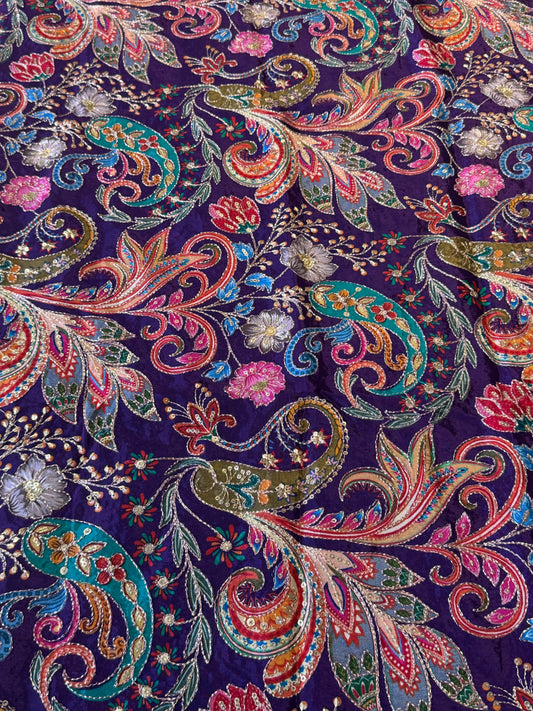 Purple kalamkari Crepe Blouse Piece/Material