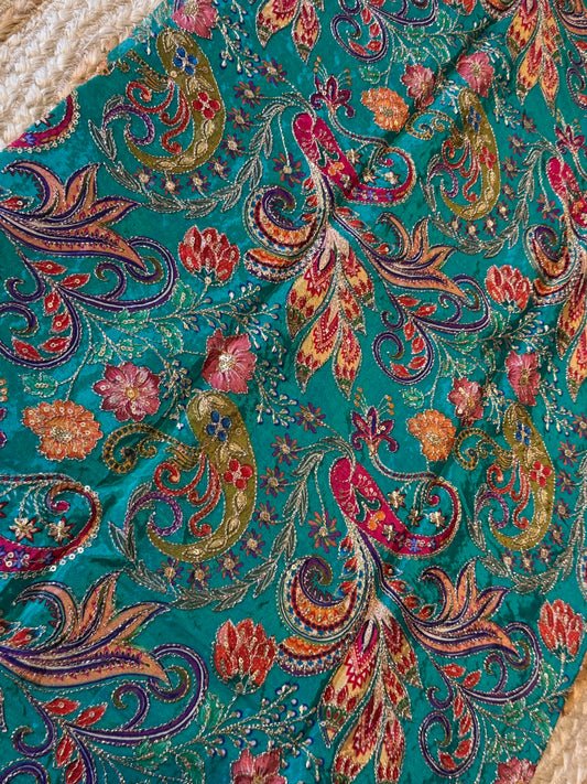 Rama Green kalamkari Crepe Blouse Piece/Material