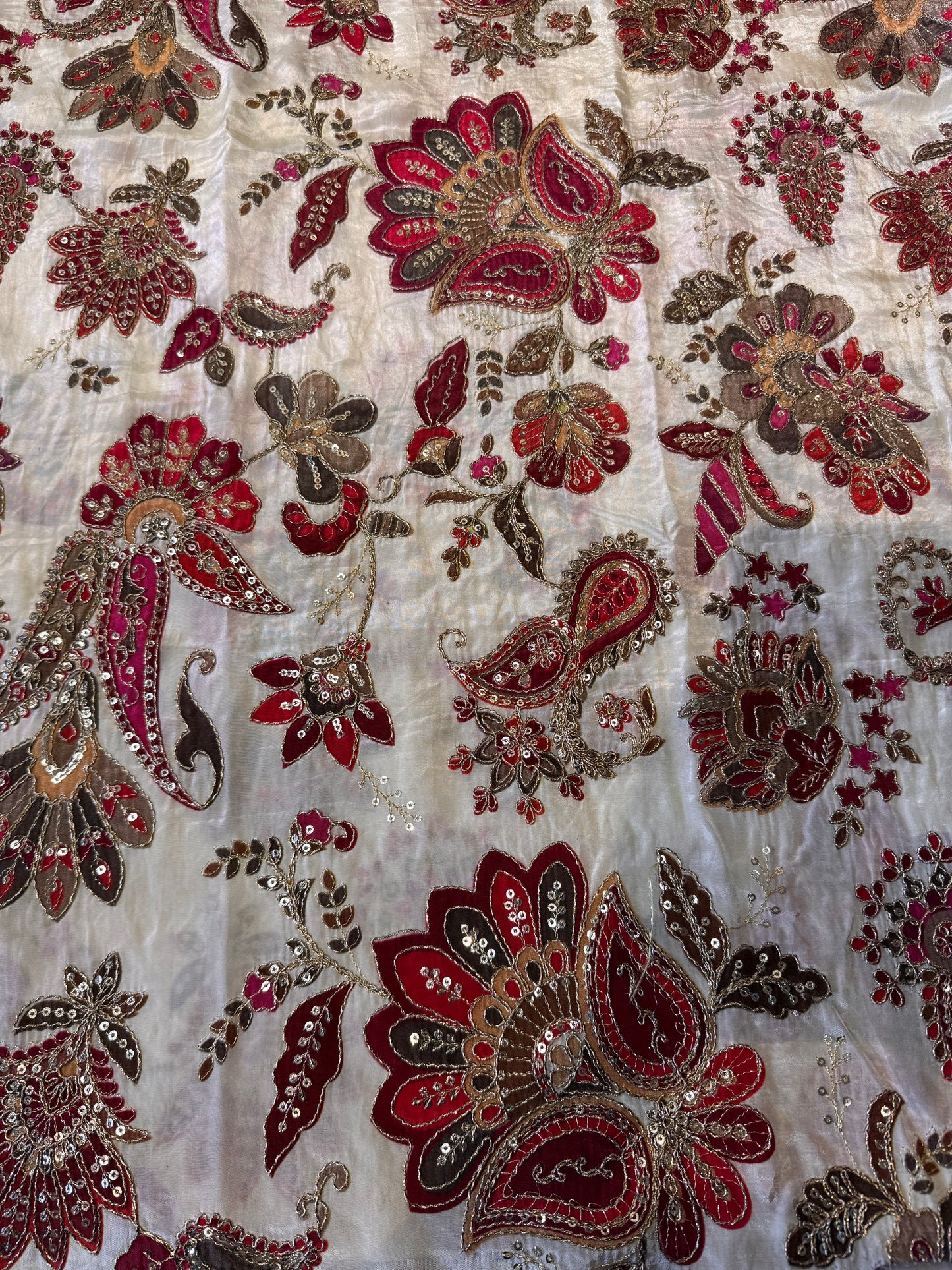 Maroon with Green kalamkari Crepe Blouse Piece/Material