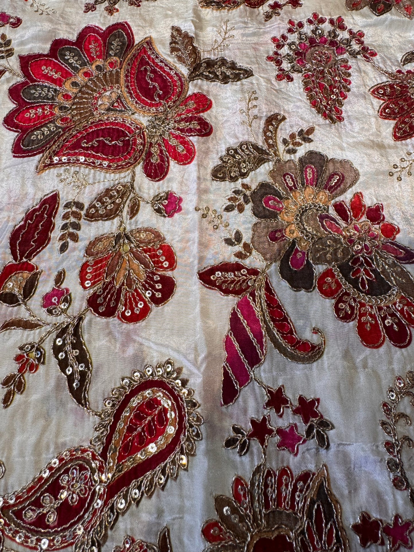 Maroon with Green kalamkari Crepe Blouse Piece/Material