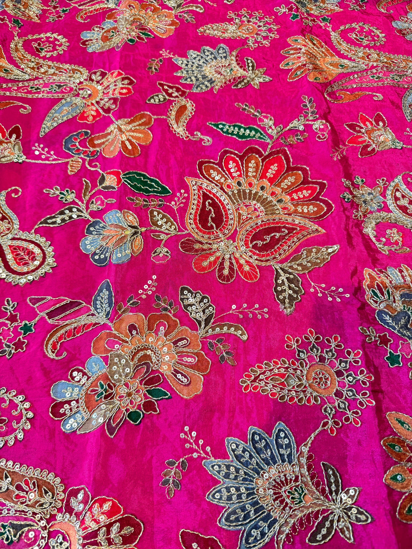 Pink kalamkari Crepe Blouse Piece/Material
