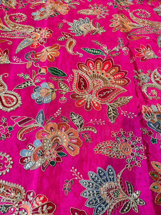 Pink kalamkari Crepe Blouse Piece/Material