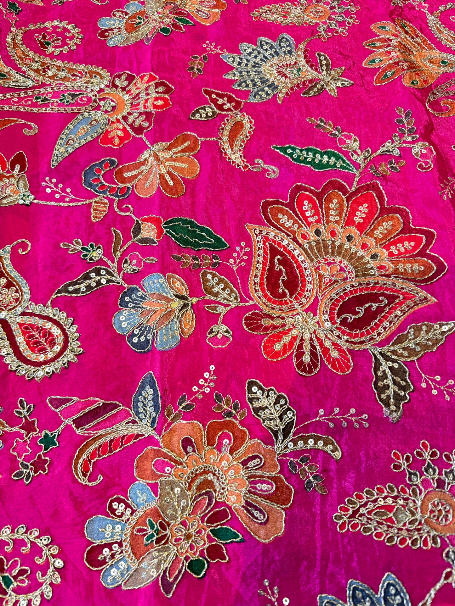 Pink kalamkari Crepe Blouse Piece/Material