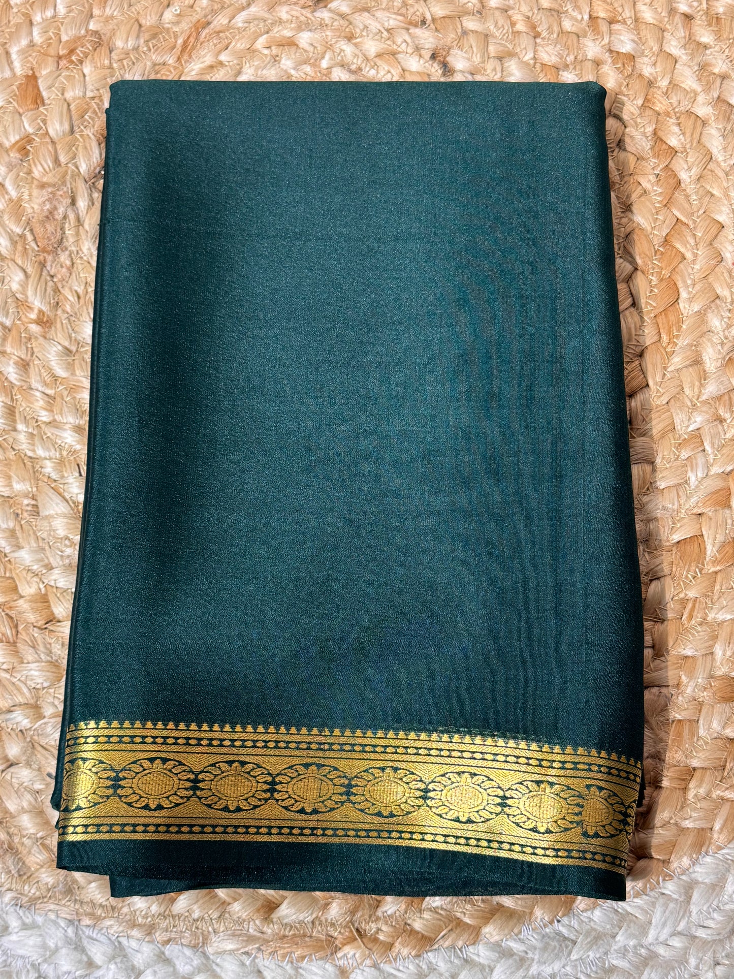 Bottle Green Pure Crepe Mysore Silk