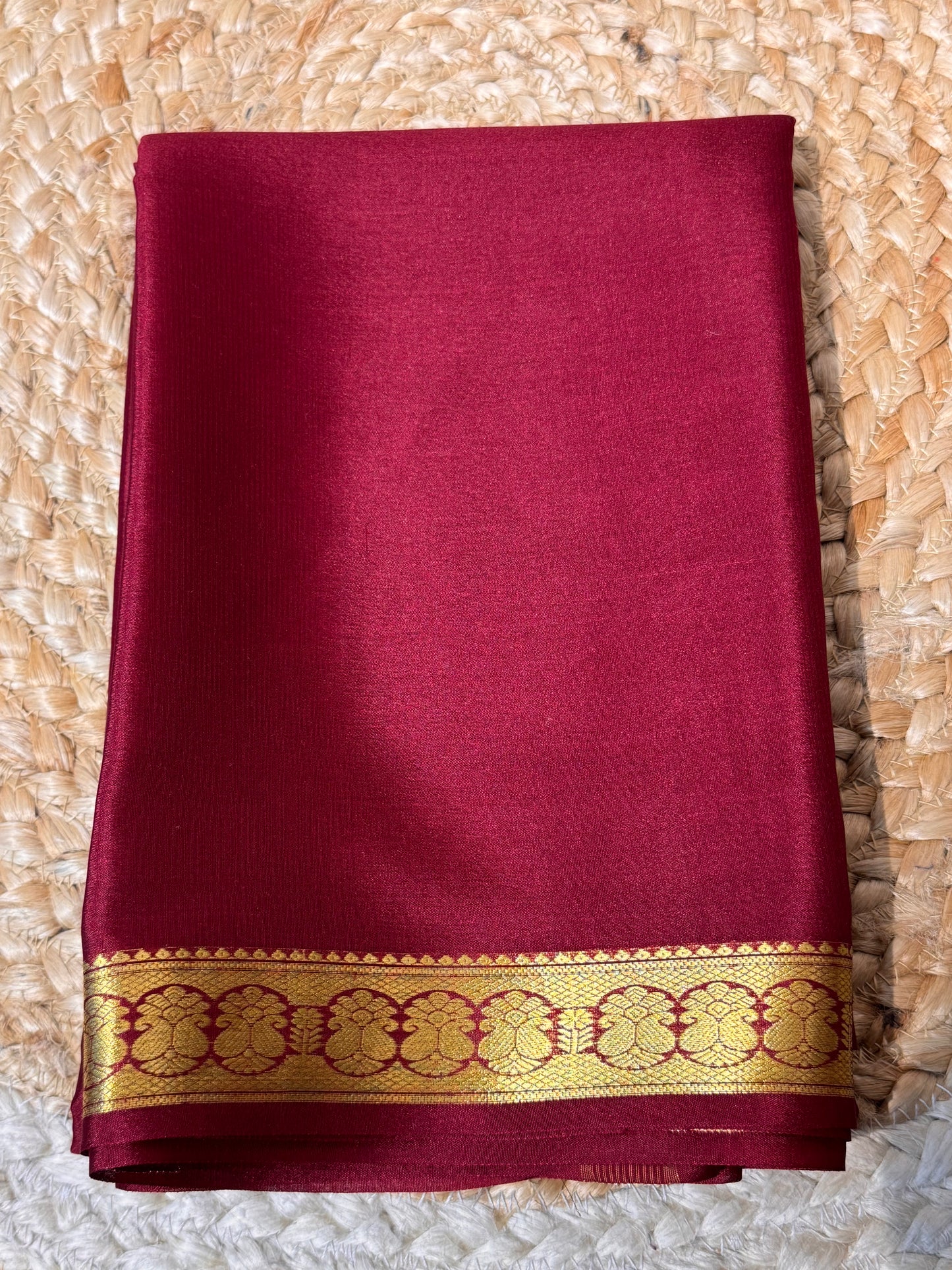Maroon Pure Crepe Mysore Silk