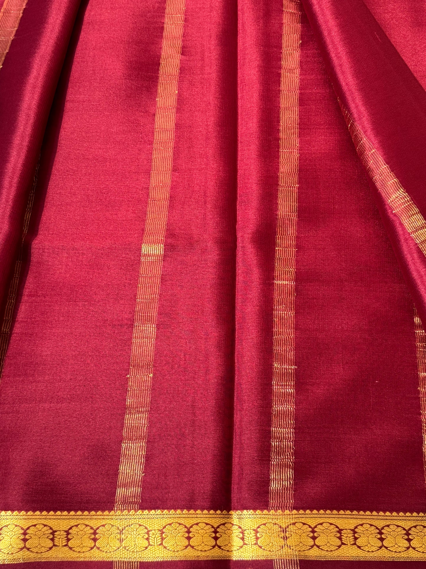 Maroon Pure Crepe Mysore Silk