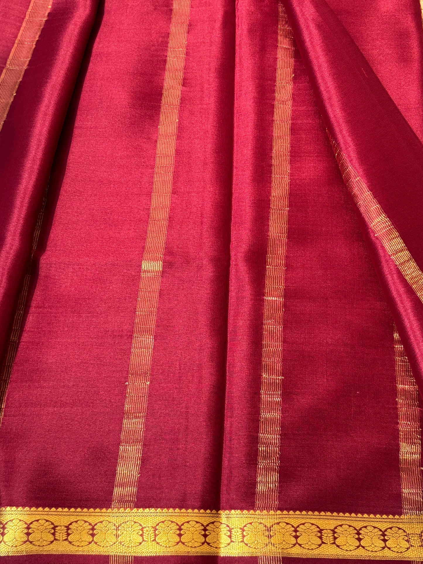 Maroon Pure Crepe Mysore Silk
